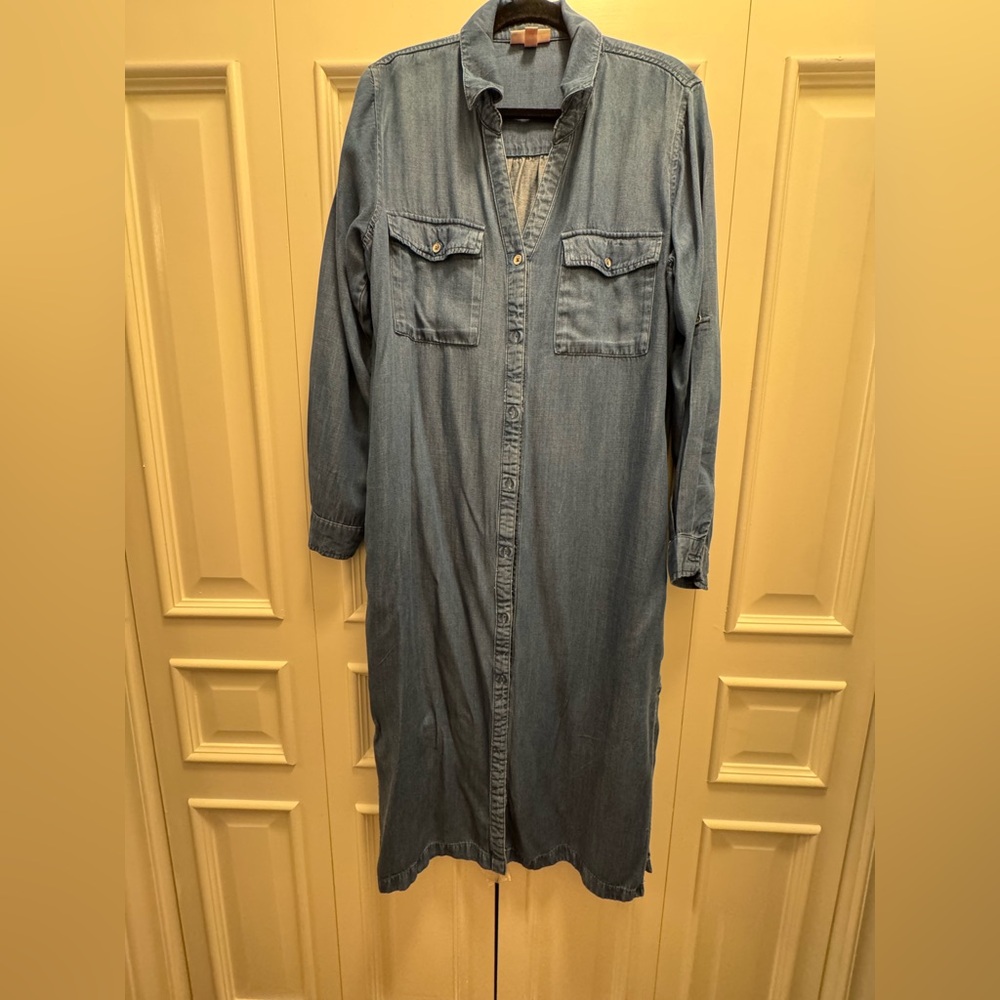 Knox Rose Blue Maxi Buttoned Dress Shirt